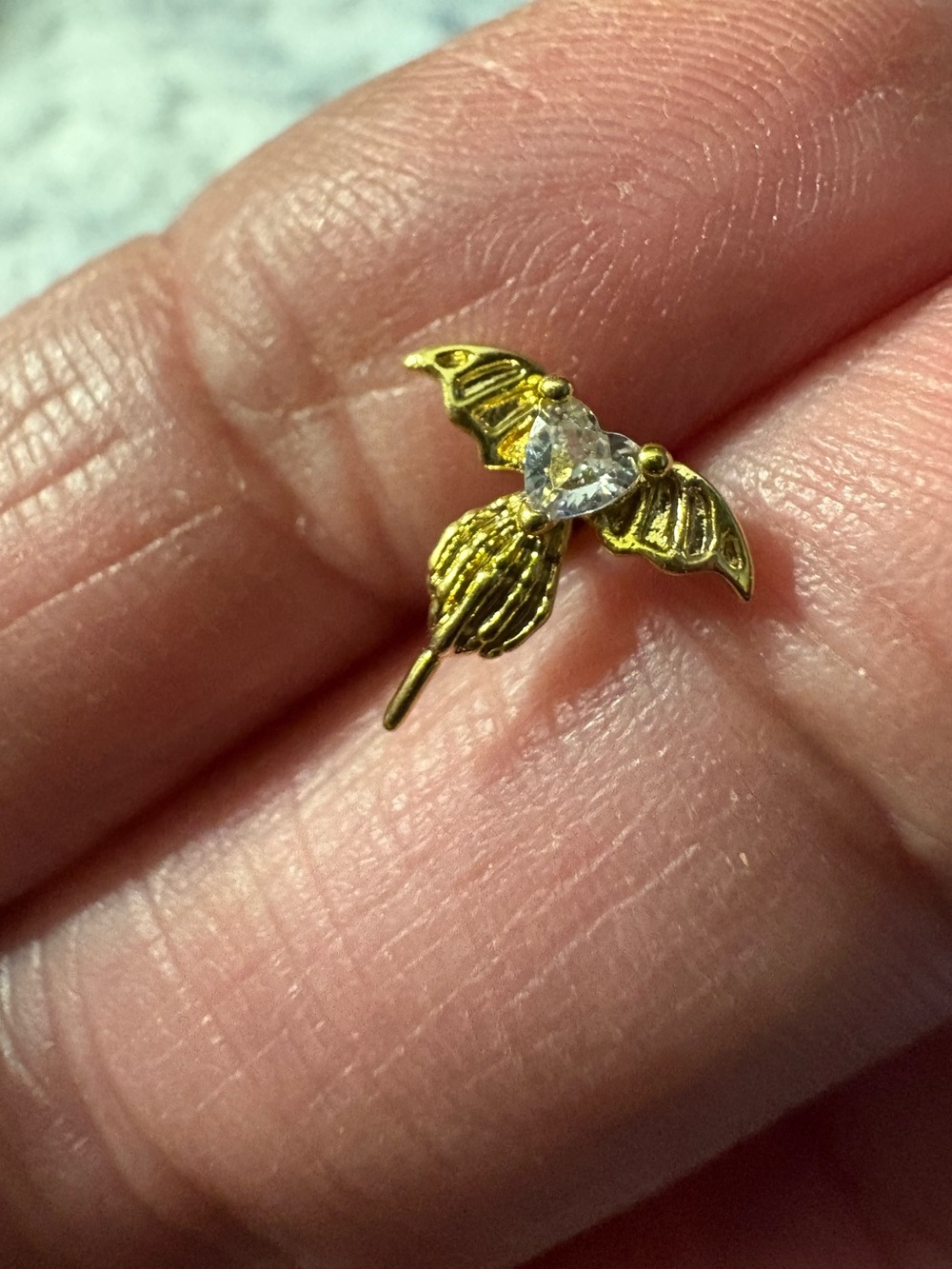 Nose Ring- Stud 20G Copper  Gold Tone Zirconia  nwt
